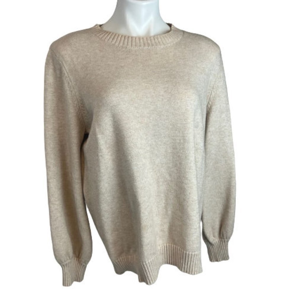 Qualfort Crew Neck Cream Sweater Size: XL